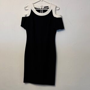 Tommy Hilfiger Black and White Cold Shoulder Dress